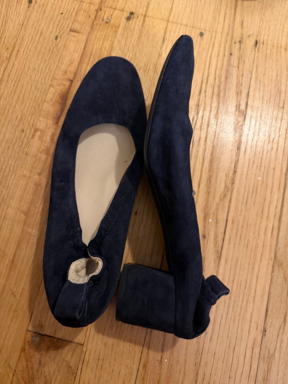 Everlane Navy Suede Ballet Flats Bow Sz 40